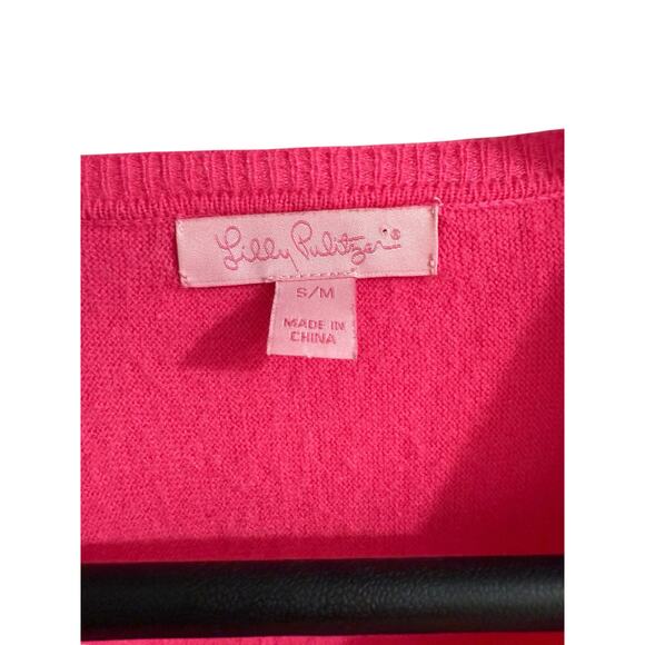 Lilly Pulitzer Cashmere Tunic Napa Pink Gray / Beige Flamingo Size S/M - Picture 3 of 10